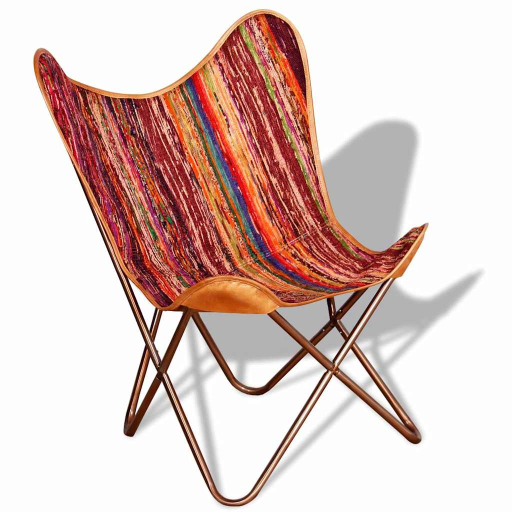 vidaXL Butterfly Chairs 2 pcs Chindi Fabric Multicolour