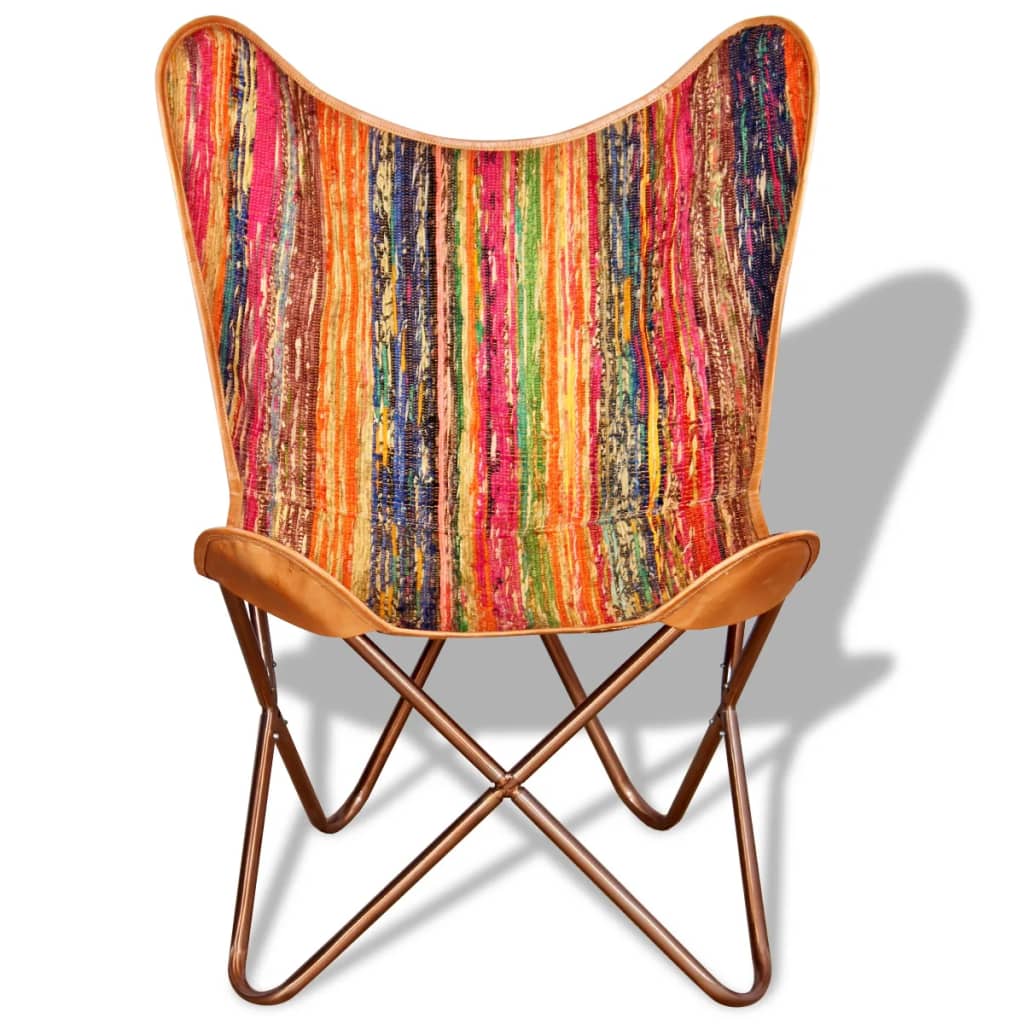 vidaXL Butterfly Chairs 2 pcs Chindi Fabric Multicolour