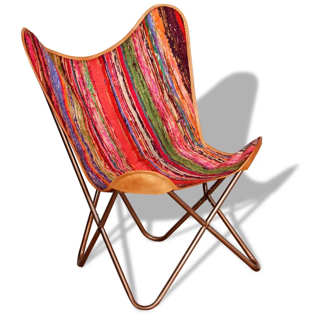 vidaXL Butterfly Chairs 2 pcs Chindi Fabric Multicolour