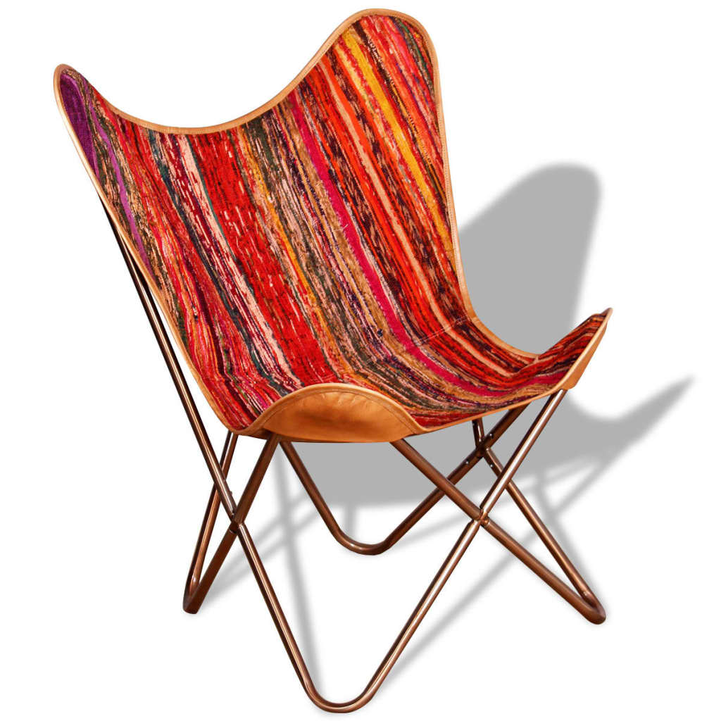 vidaXL Butterfly Chairs 2 pcs Chindi Fabric Multicolour