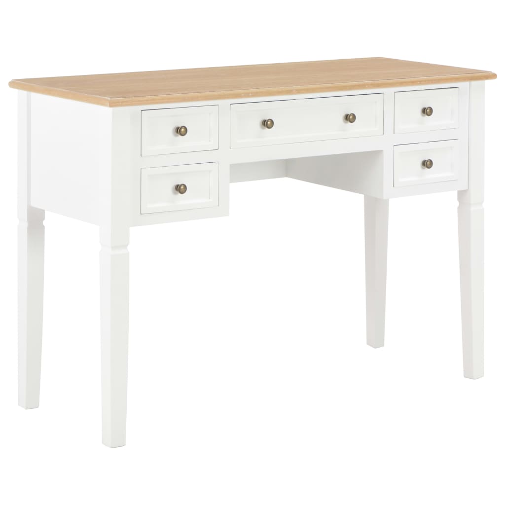 vidaXL Schrijftafel met 5 lades wit
