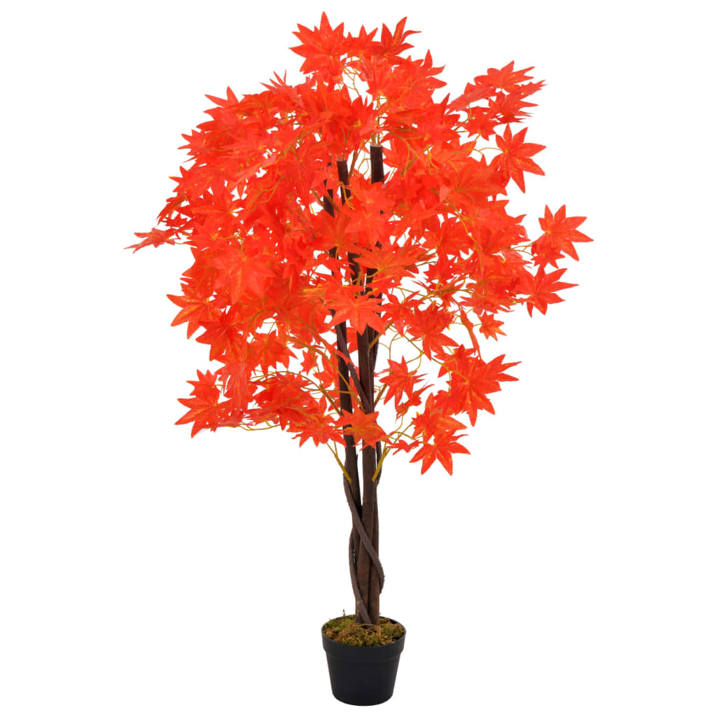 vidaXL Artificial Maple Plant with Pot 120 cm Red