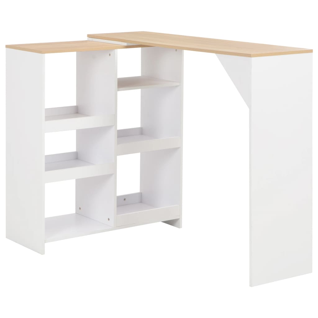 vidaXL Bartafel avec plateau de rangement 138x39x110 cm blanc