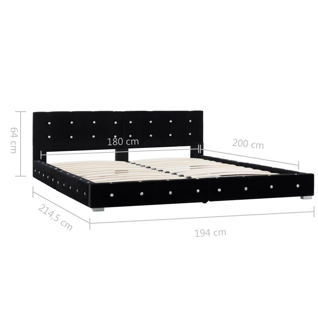 vidaXL Velvet Bed Frame Black 180x200 cm