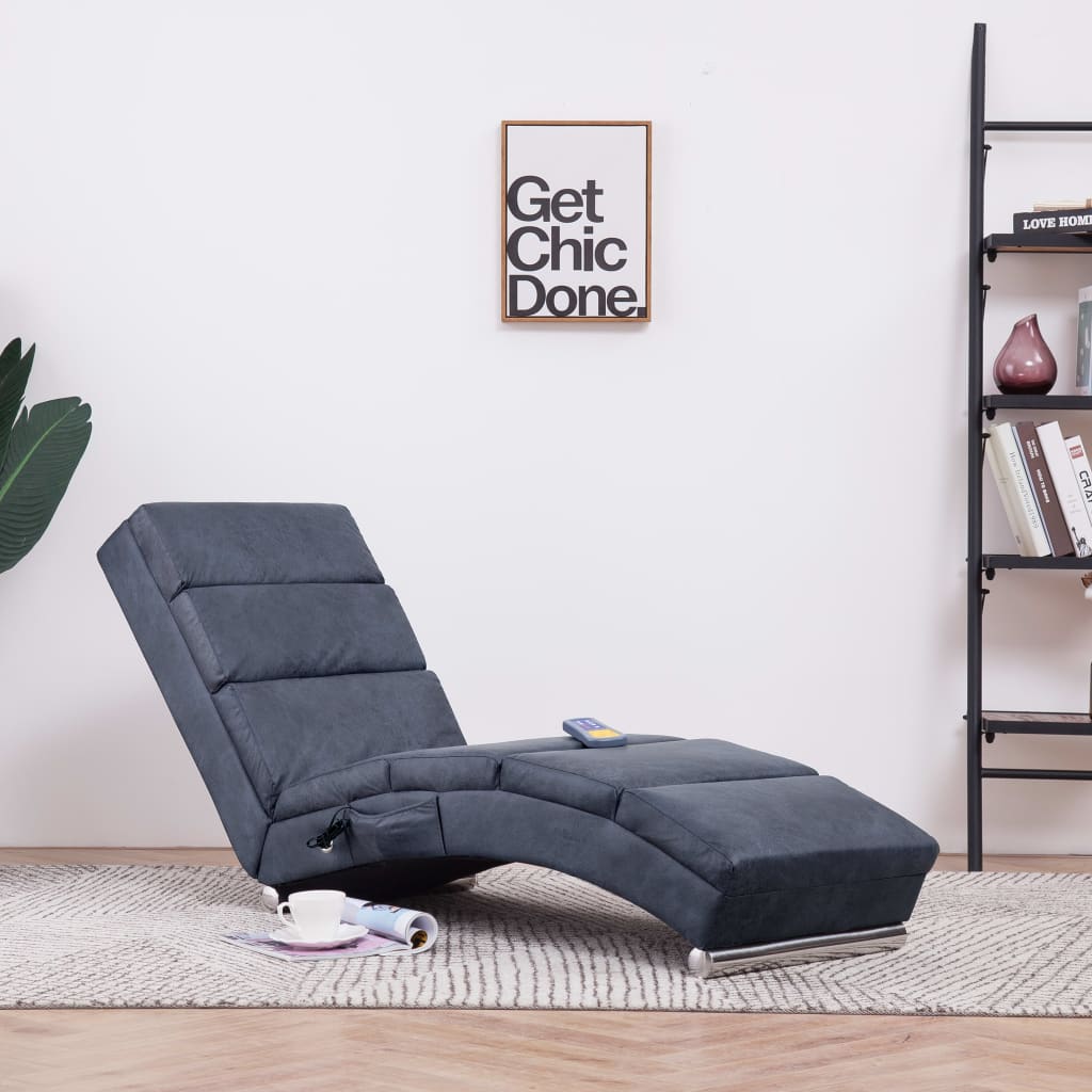 vidaXL Massage chaise longue kunstsuède bruin