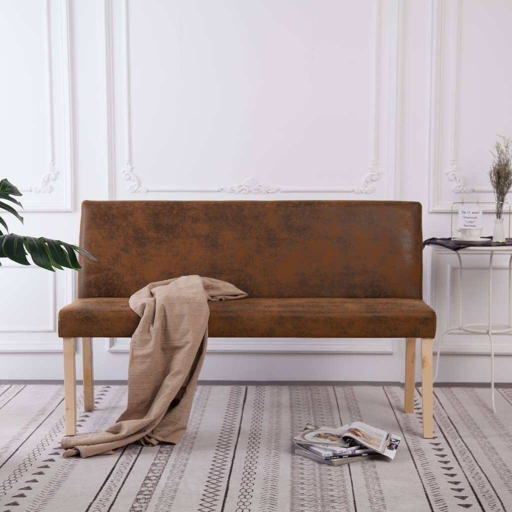vidaXL Bench 139.5 cm faux suede brown
