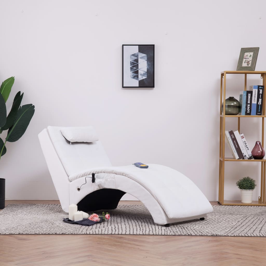 vidaXL Massage chaise longue met kussen kunstleer zwart