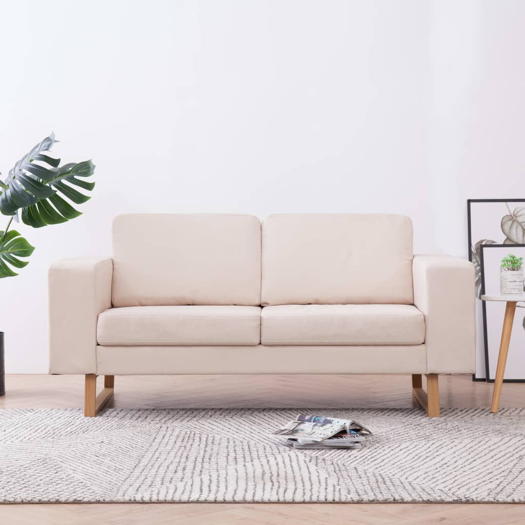 vidaXL Driezitsbank lichtgrijs textiel