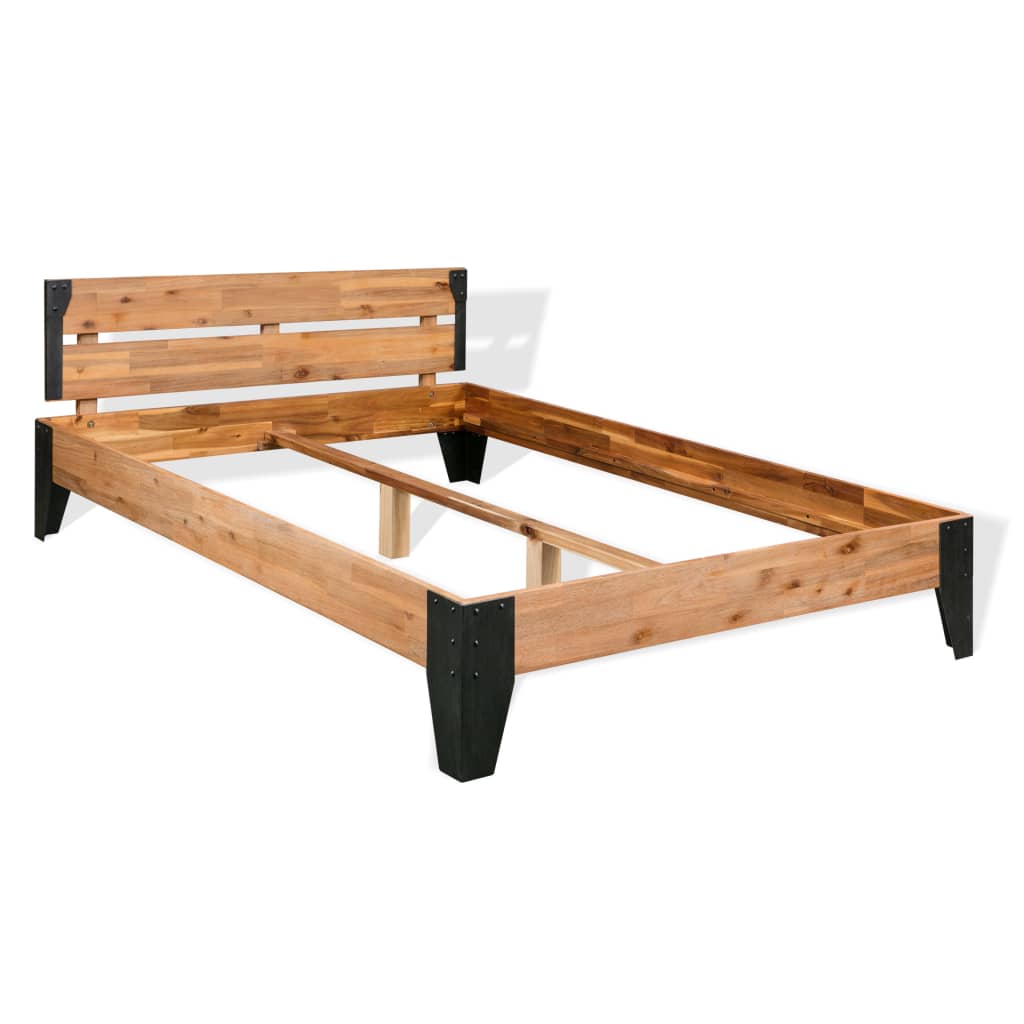 vidaXL Bed Frame Solid Acacia Wood and Steel 152x203 cm