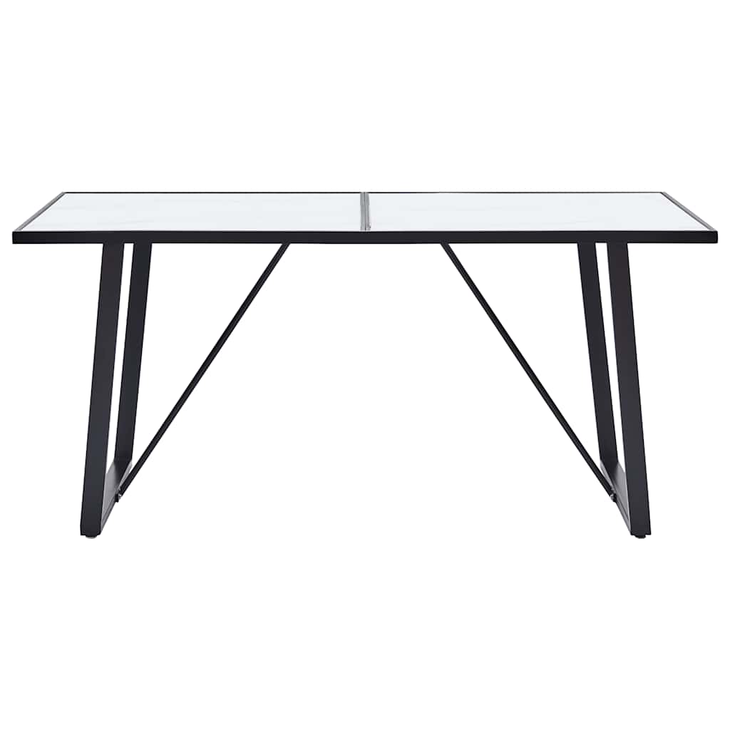 vidaXL Dining Table 160x80x75 cm Tempered Glass White