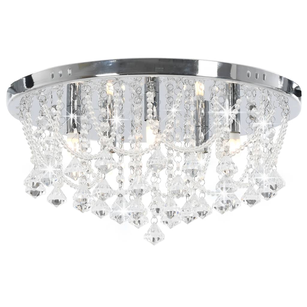 vidaXL Plafondlamp avec cristal kralen rond 4xG9 couleur argentée