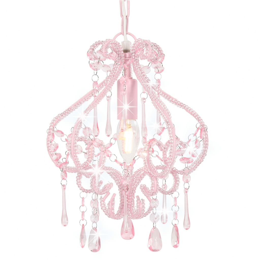 vidaXL Plafondlamp met kralen rond E14 wit