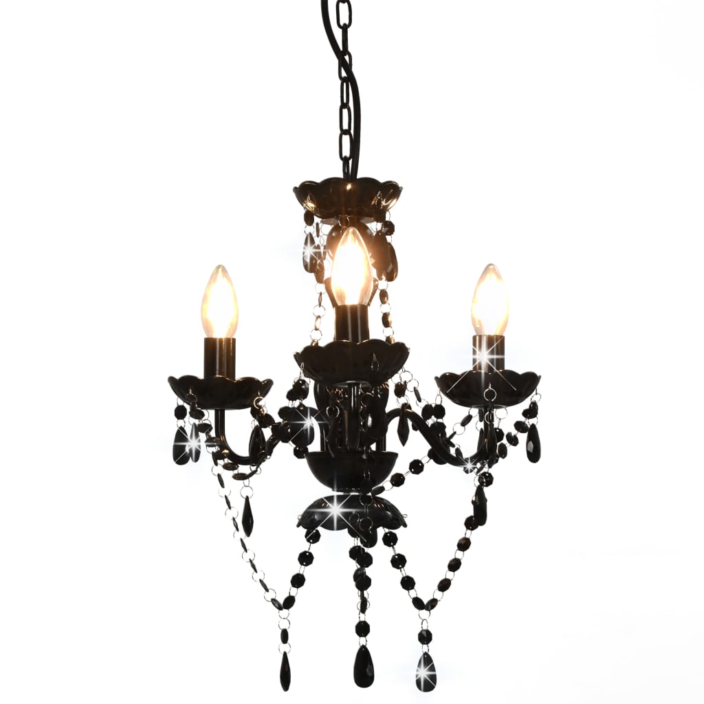vidaXL Beaded Chandelier Round 3xE14 White