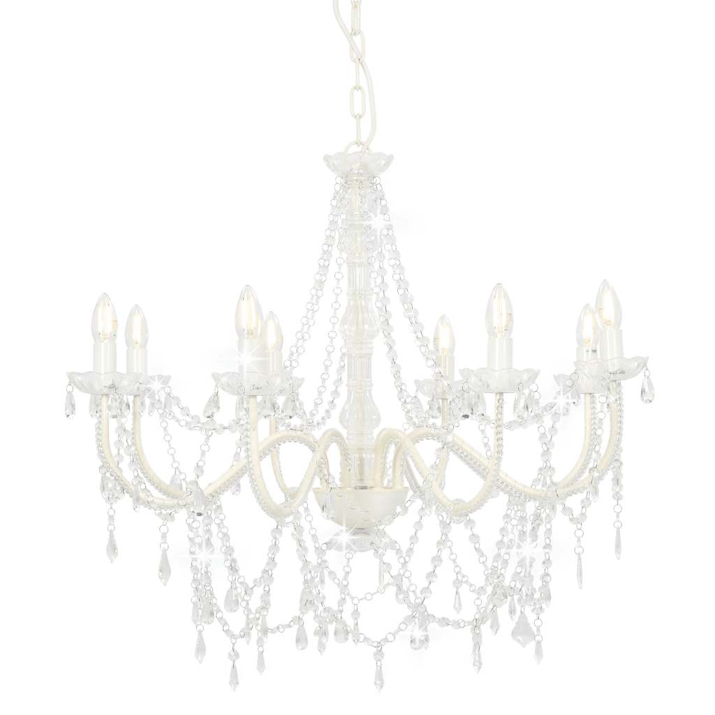 vidaXL Beaded Chandelier 8xE14 white