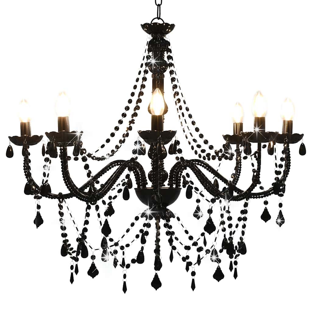 vidaXL Beaded Chandelier 8xE14 white