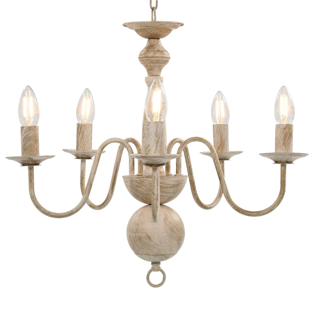 vidaXL Chandelier 5xE14 antique white