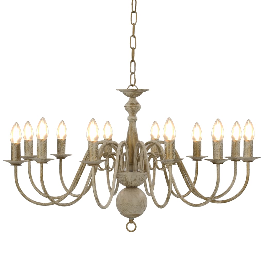 vidaXL Chandelier 12xE14 antique white