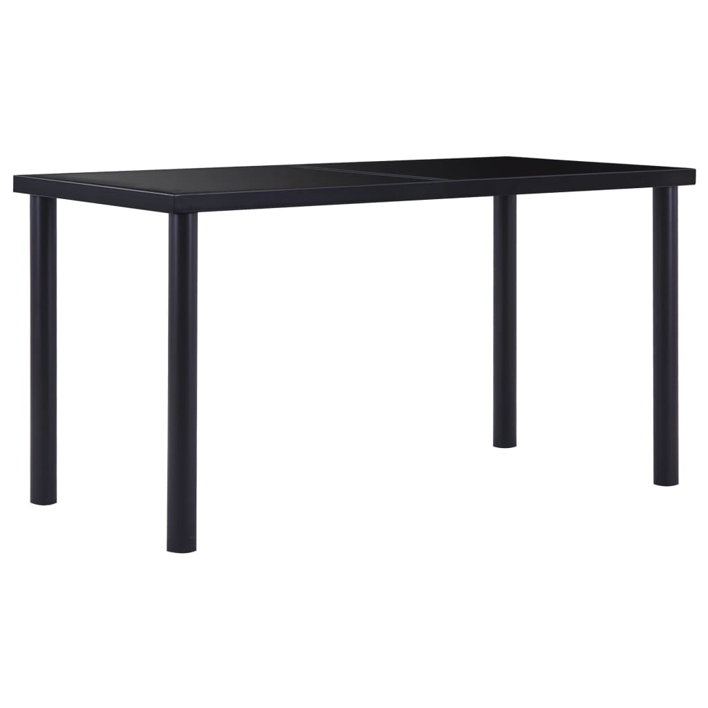 vidaXL Dining Table 120x60x75 cm Tempered Glass Black