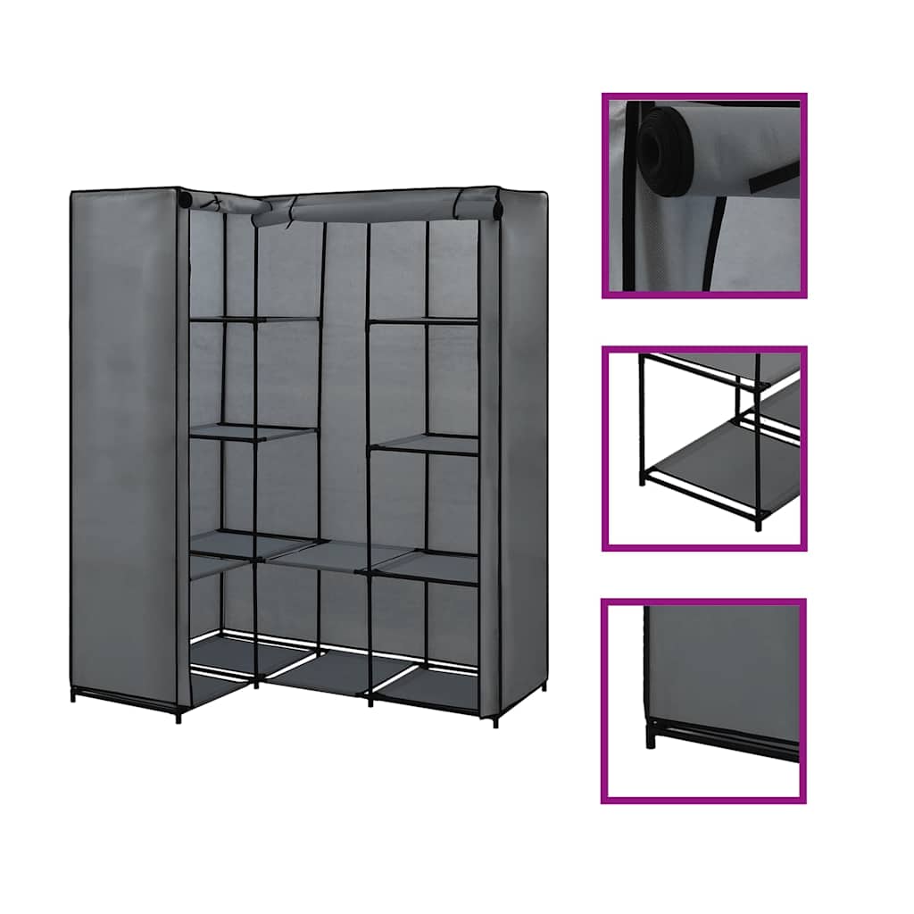 vidaXL Hoekkledingkast 130x87x169 cm zwart