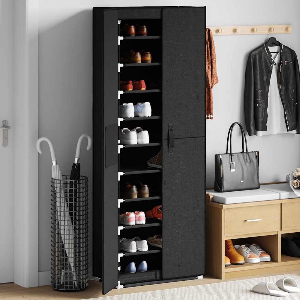 vidaXL Schoenenkast 60x30x166 cm stof zwart