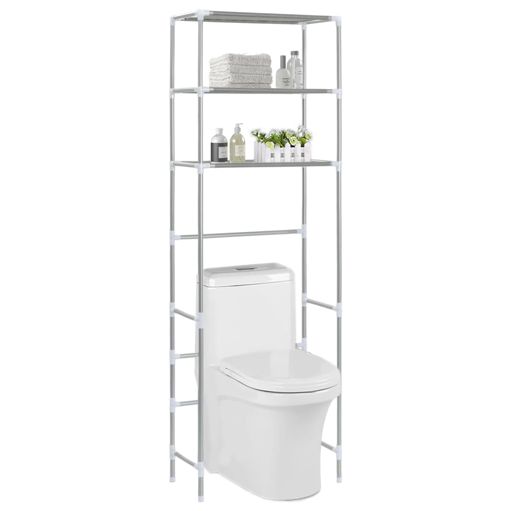 vidaXL Opbergrek voor boven toilet 3-laags 53x28x169 cm argenté