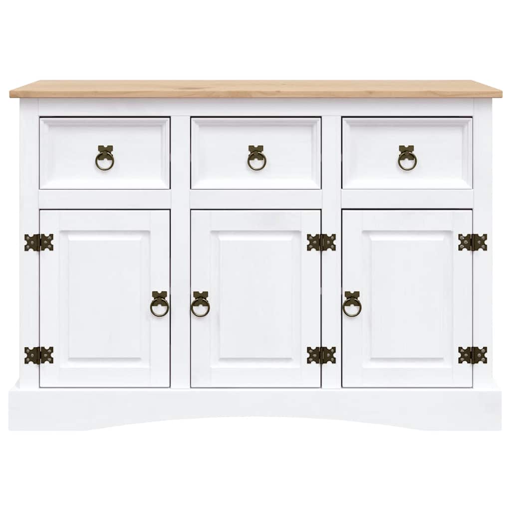 vidaXL Dressoir 132x43x78 cm Mexicaans grenenhout Corona-stijl wit