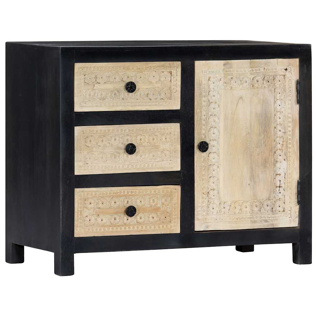 vidaXL Bijzetkast handgesneden 75x35x60 cm massief mangohout grijs