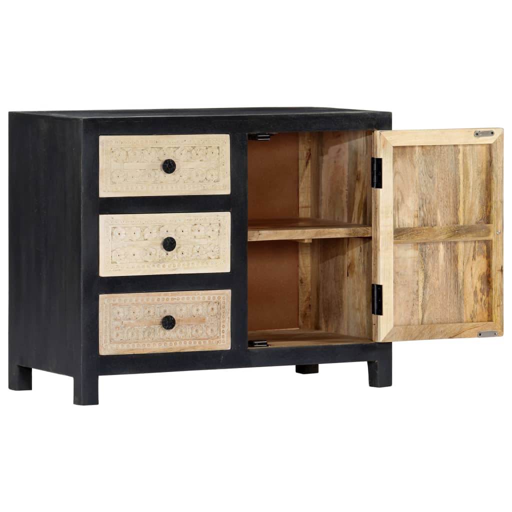 vidaXL Bijzetkast handgesneden 75x35x60 cm massief mangohout grijs