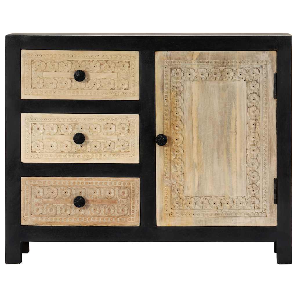 vidaXL Bijzetkast handgesneden 75x35x60 cm massief mangohout grijs
