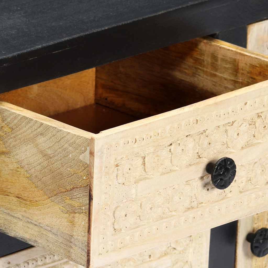 vidaXL Bijzetkast handgesneden 75x35x60 cm massief mangohout grijs