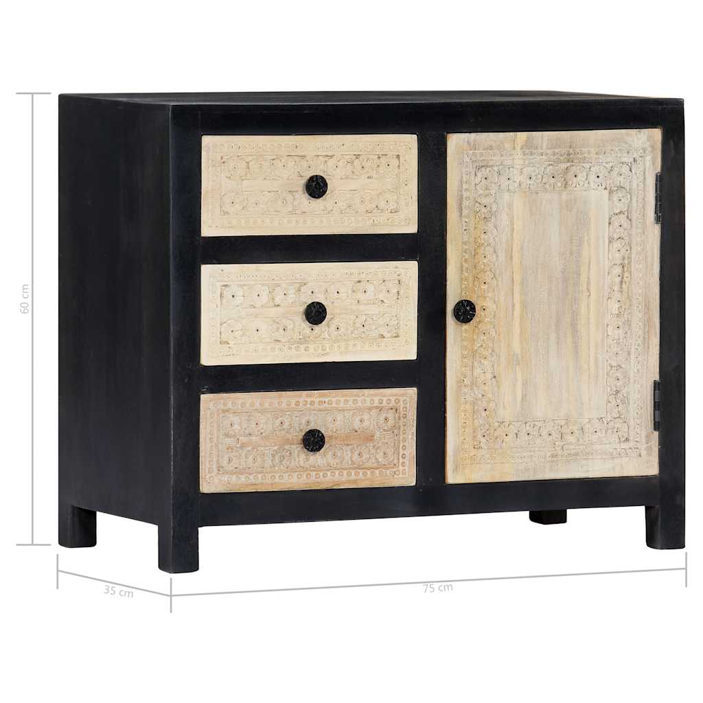 vidaXL Bijzetkast handgesneden 75x35x60 cm massief mangohout grijs
