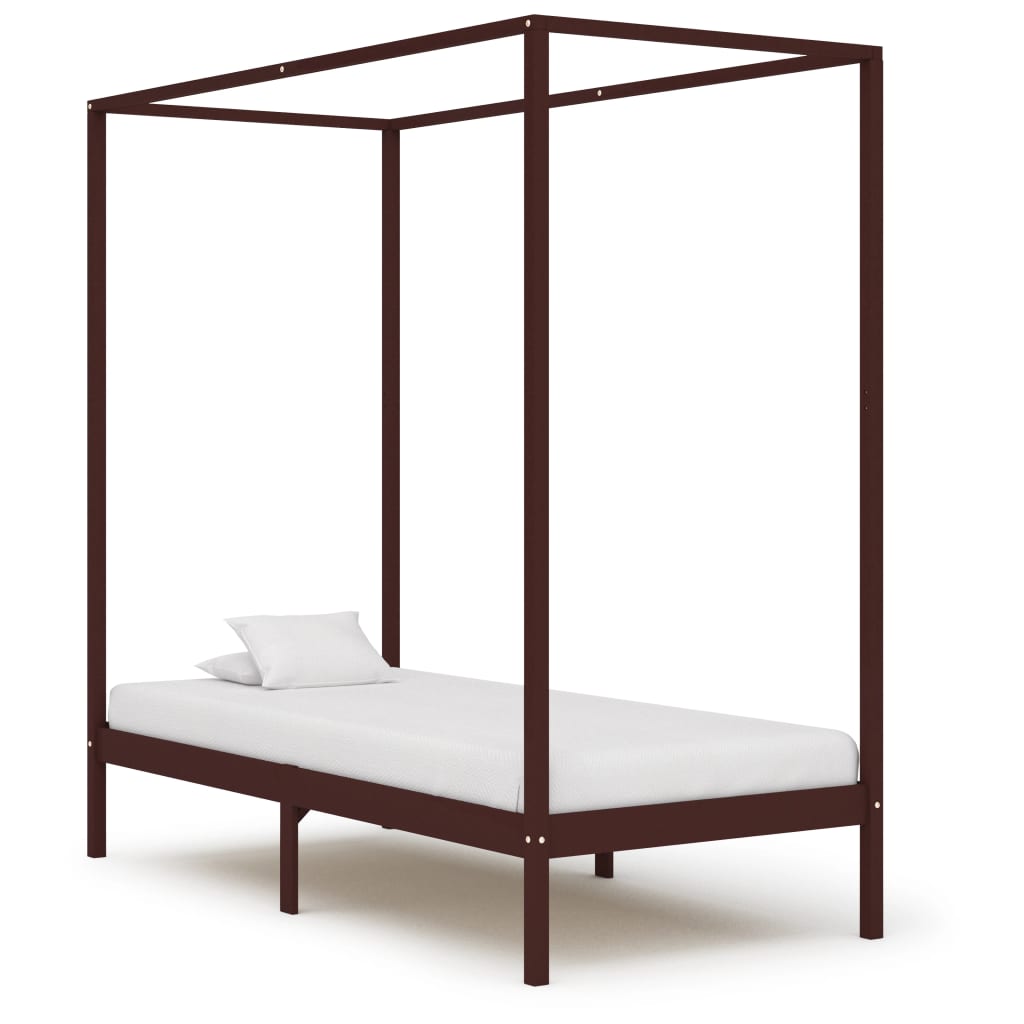 vidaXL Solid Pine Wood Four-Poster Bed Frame 100x200 cm