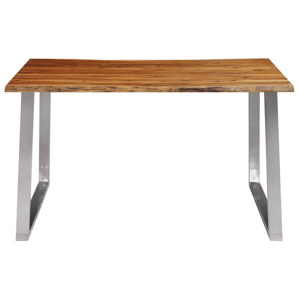 vidaXL Eettafel 140x80x75 cm massief acaciahout en roestvrij staal