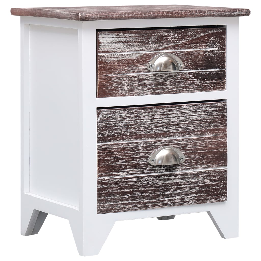 vidaXL Nightstands 2 pcs with 2 drawers grey and white