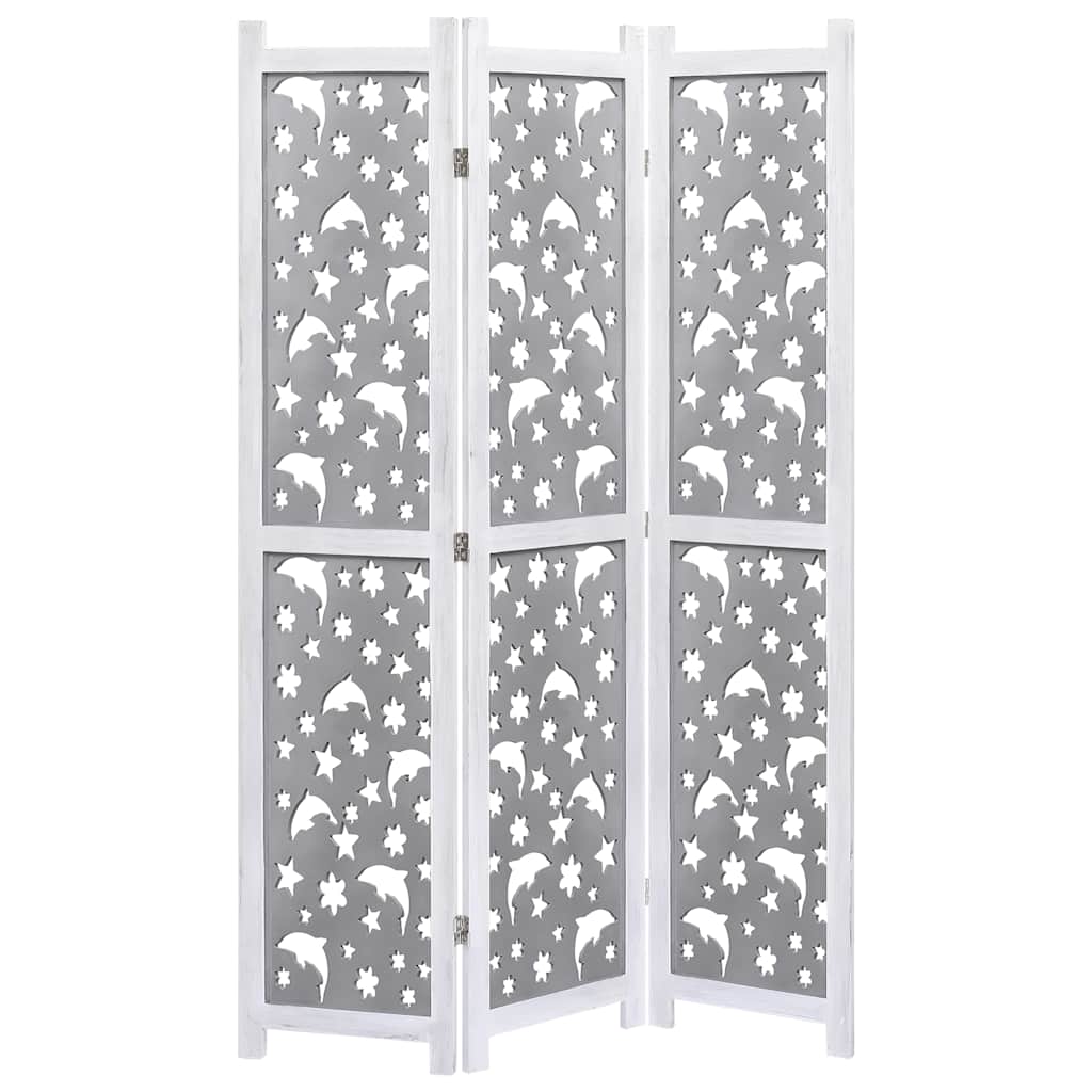 vidaXL Kamerscherm met 3 panelen 105x165 cm massief hout grijs