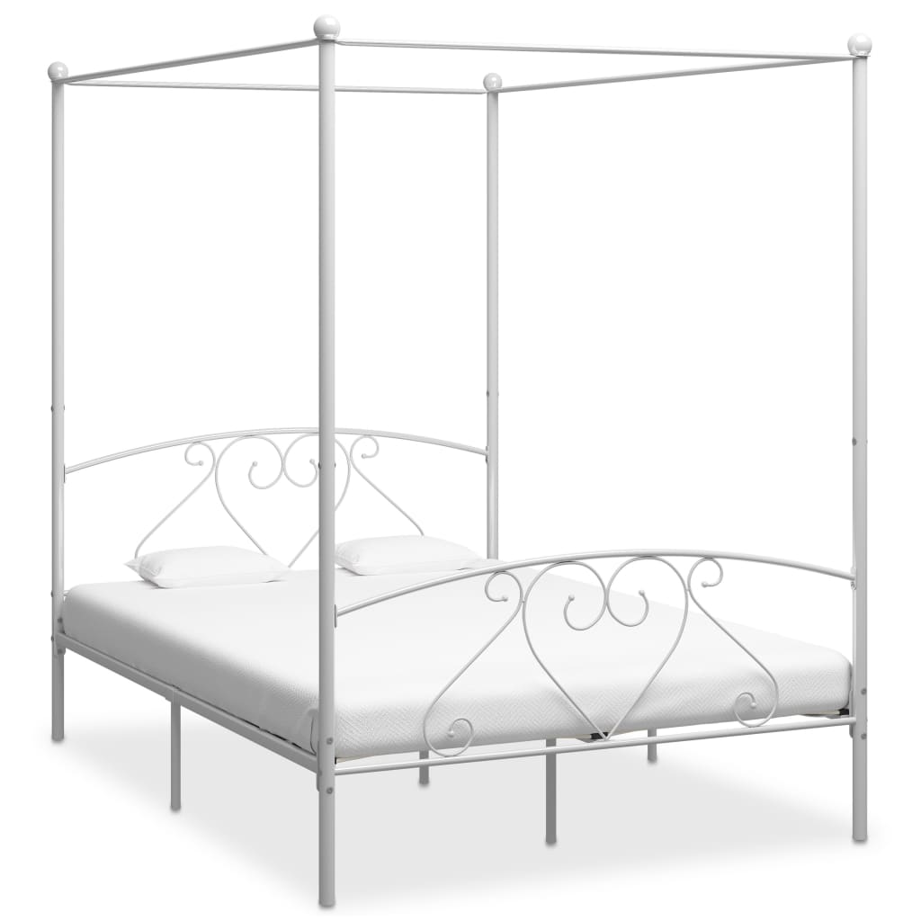 vidaXL Canopy Bed Frame Metal White 90x200 cm