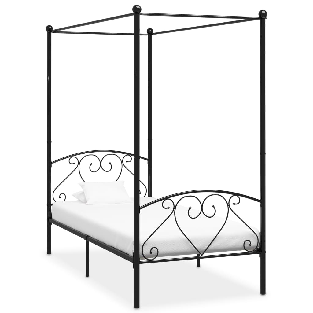 vidaXL Canopy Bed Frame Metal White 90x200 cm
