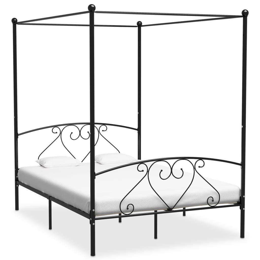 vidaXL Canopy Bed Frame Metal White 90x200 cm