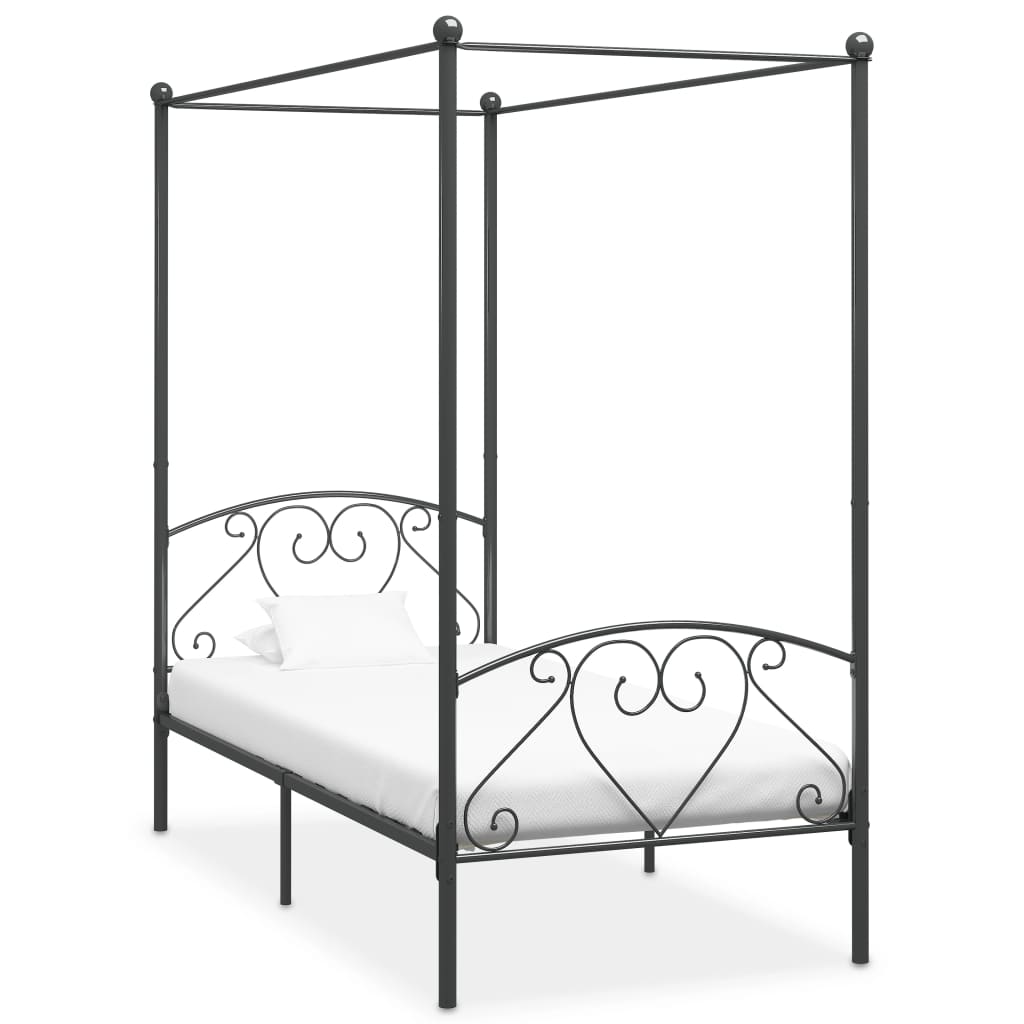 vidaXL Canopy Bed Frame Metal White 90x200 cm
