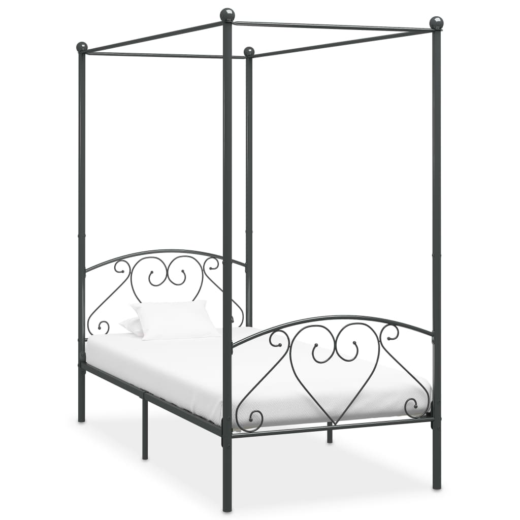 vidaXL Canopy Bed Frame Metal White 90x200 cm