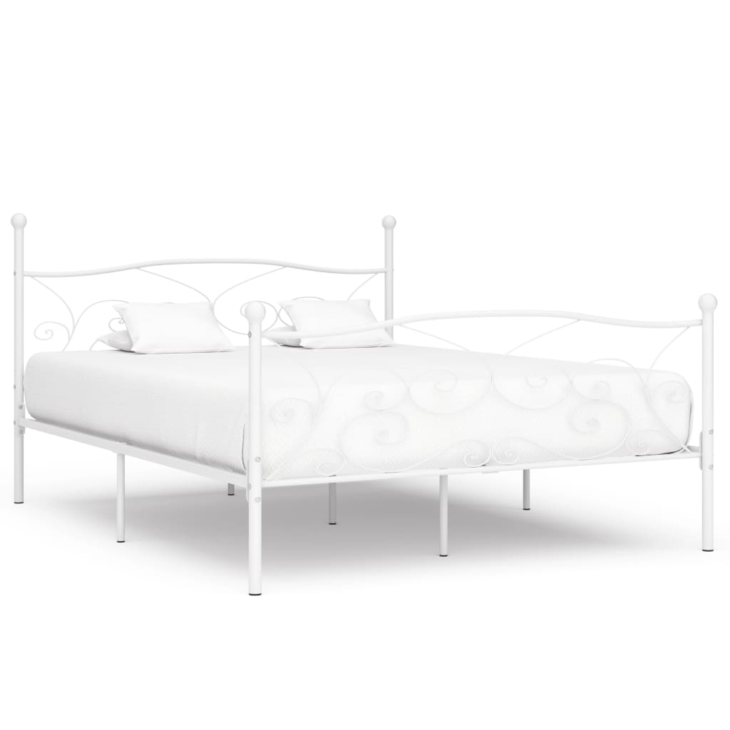 vidaXL Bed Frame with Slatted Base Metal White 90x200 cm