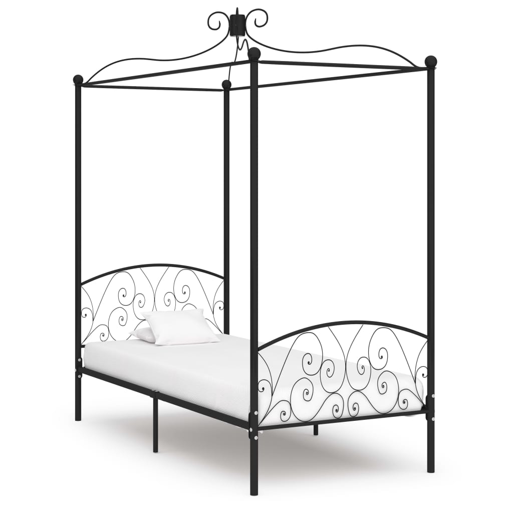 vidaXL Canopy Bed Frame Metal White 90x200 cm