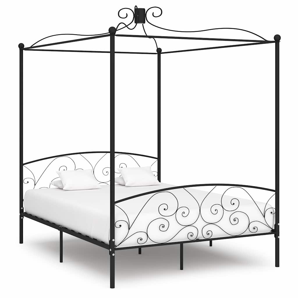 vidaXL Canopy Bed Frame Metal White 90x200 cm
