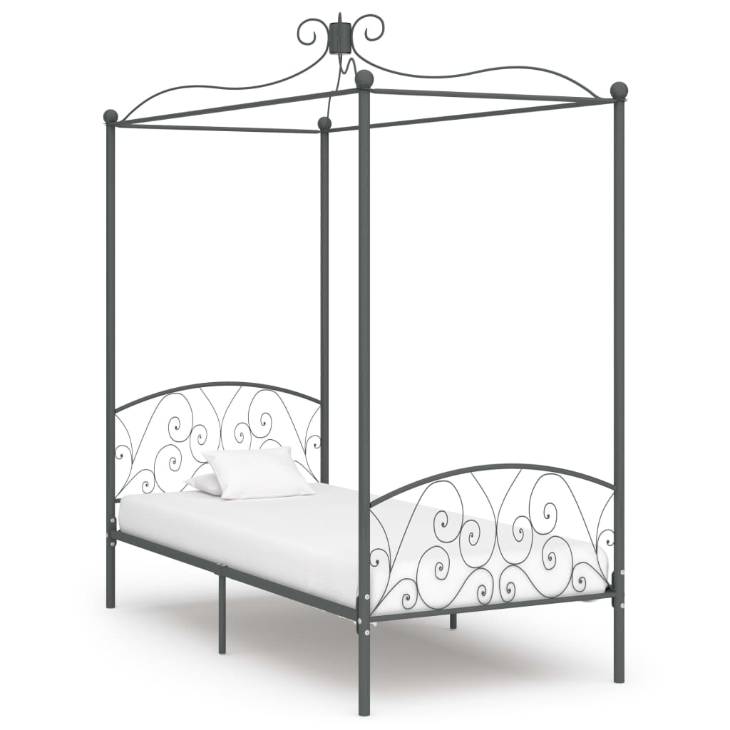 vidaXL Canopy Bed Frame Metal White 90x200 cm