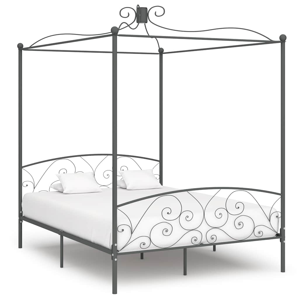 vidaXL Canopy Bed Frame Metal White 90x200 cm