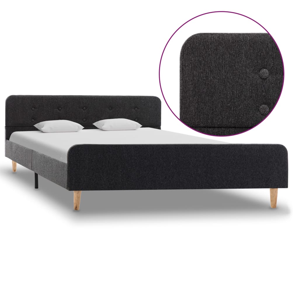 vidaXL Bed frame jute dark grey 90x200 cm