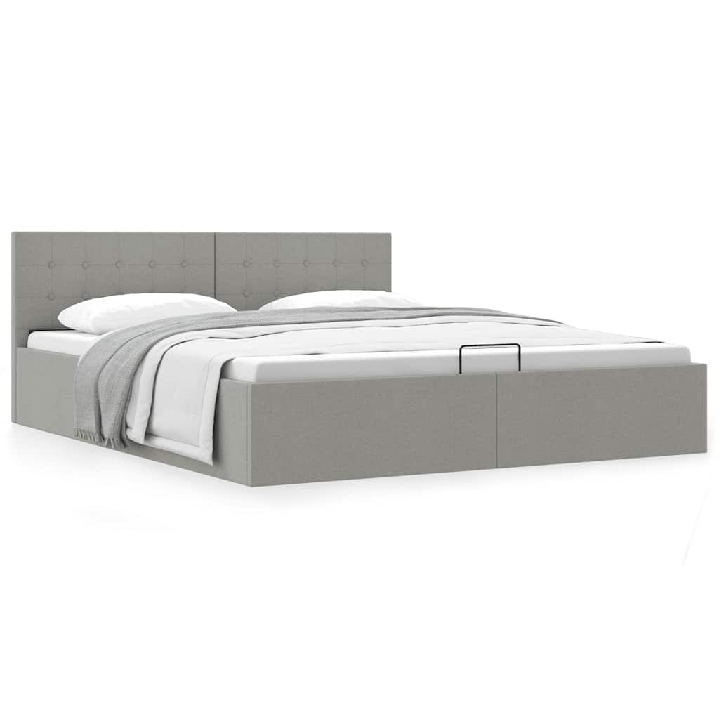 vidaXL Bed Frame with Hydraulic Storage Fabric Dark Grey 90x200 cm