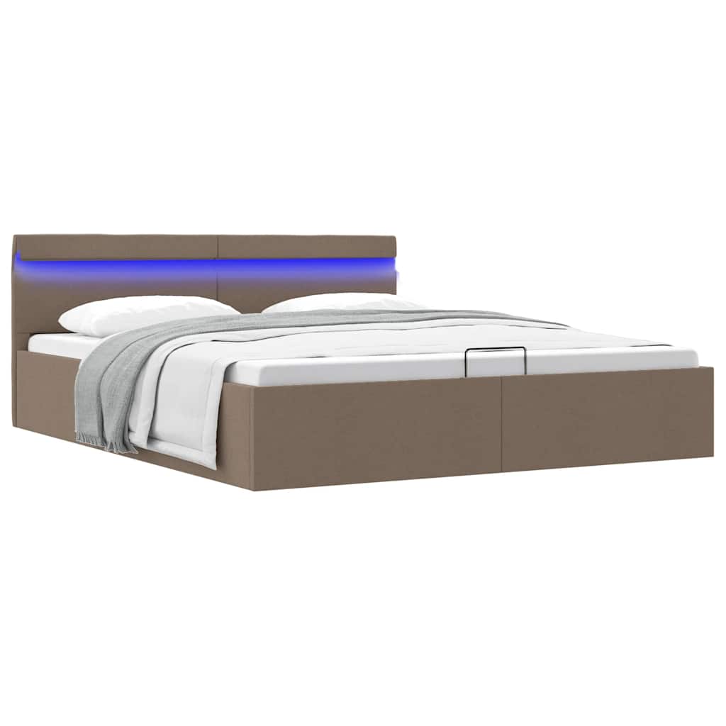 vidaXL Bed Frame with Storage and LED Fabric Dark Grey 90x200 cm