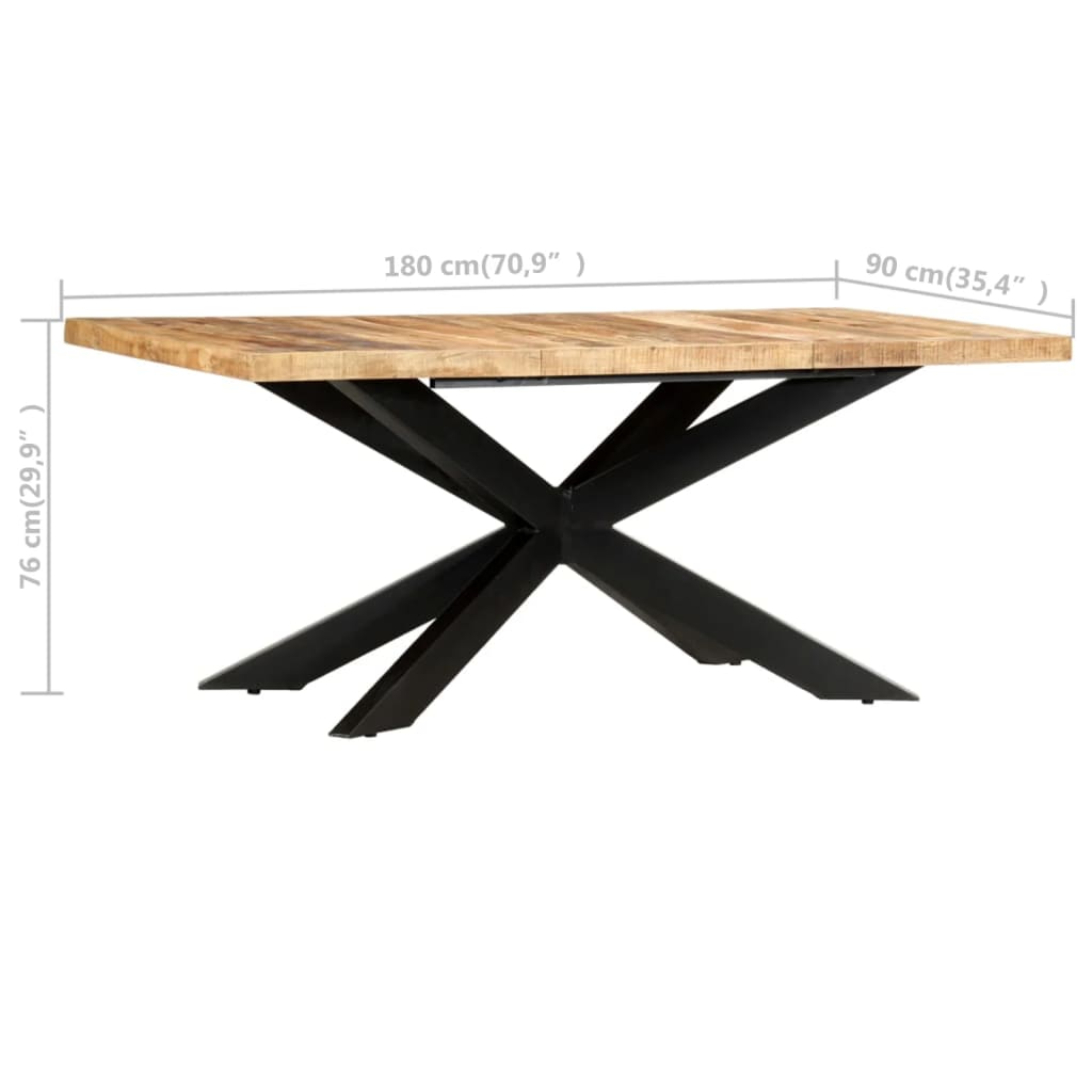vidaXL Eettafel 180x90x76 cm massief ruw mangohout