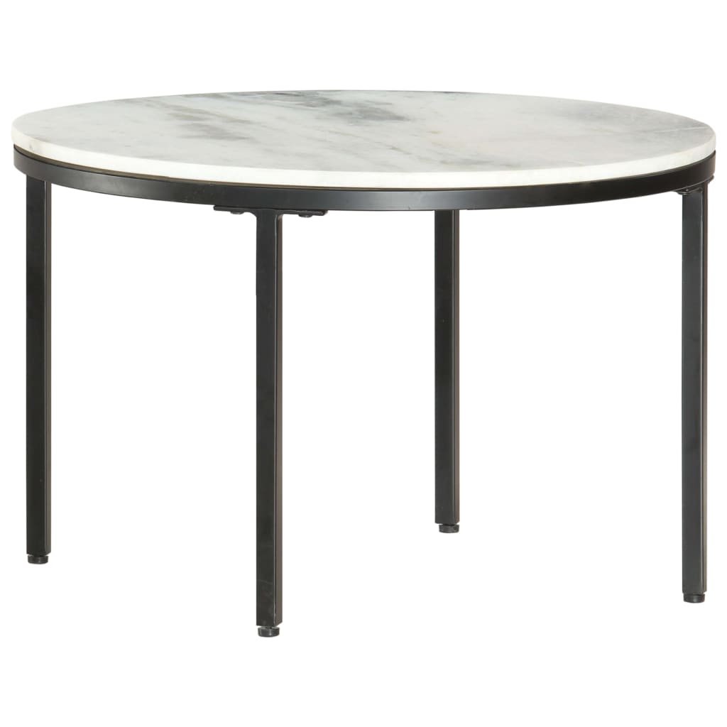 vidaXL Salontafel Ø50 cm echt massief marmer wit en zwart